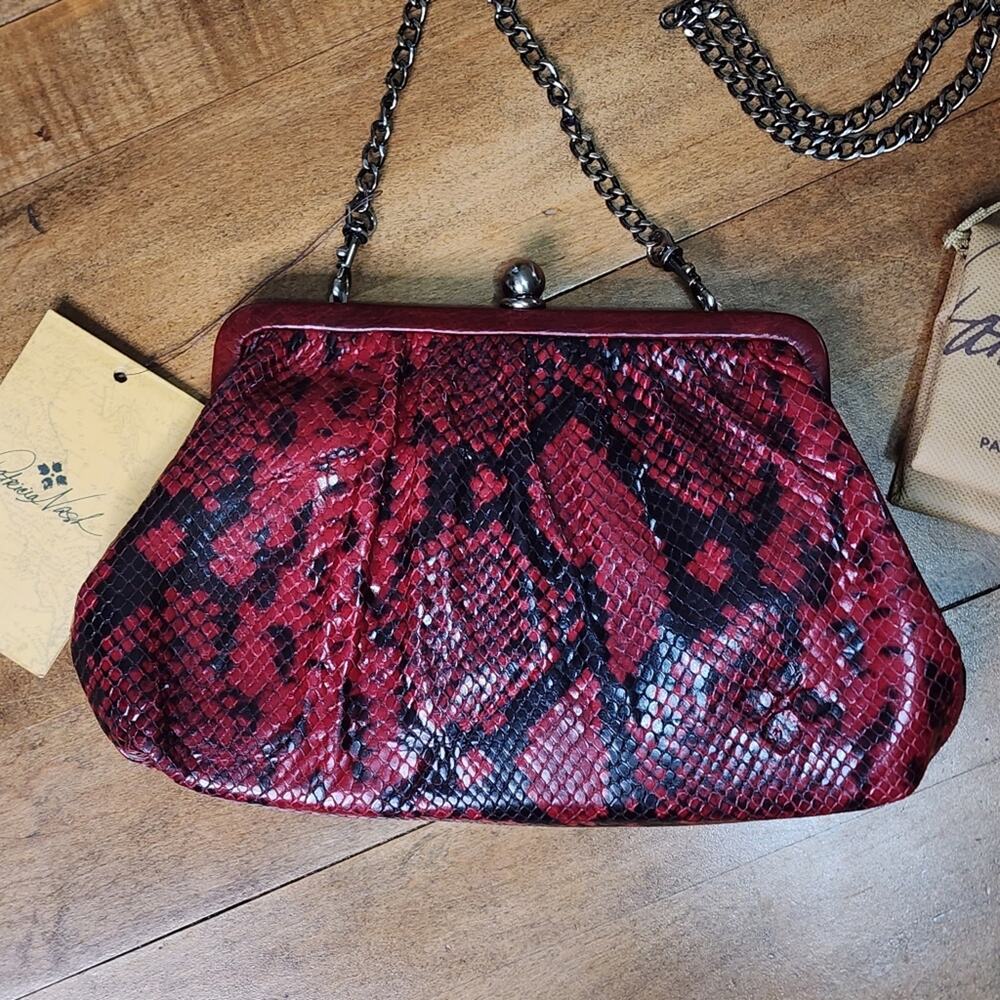 Patricia Nash Red Python Snake Ealing Frame Clutc… - image 2